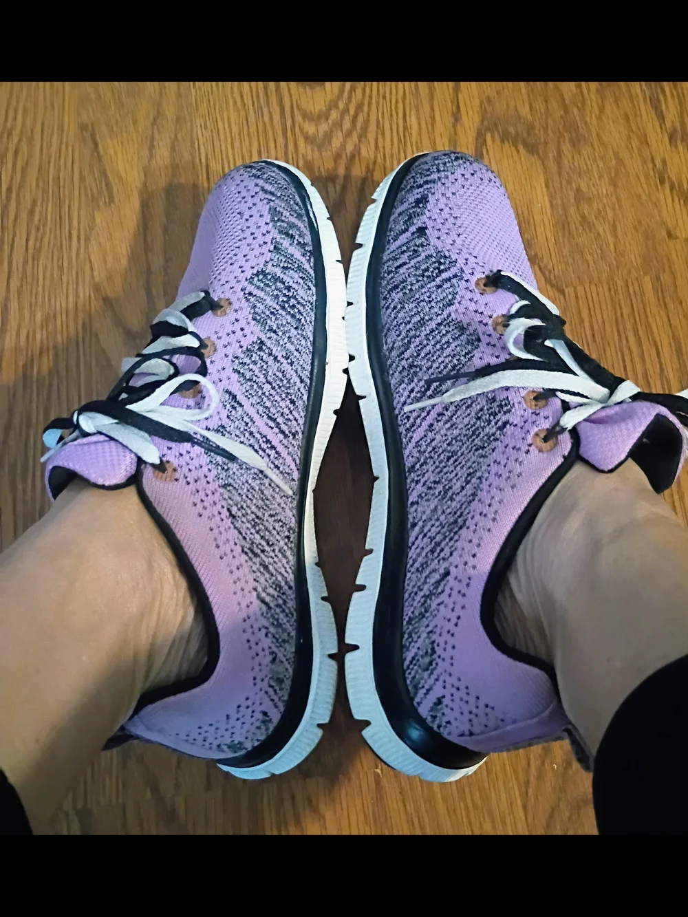 Skechers Lavender Knit Lace-Up Sneakers